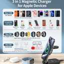 3 in 1 Magnetic Wireless Charging Station for Apple Devices, Fast Foldable Travel Mag-Safe Charger Stand with Night Light for iPhone 17 16 15 14 13 12 Series, Apple Watch/AirPods Pro-Gift for Friends