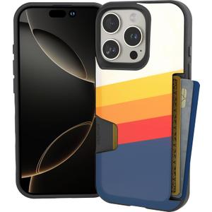 Smartish iPhone 16 Pro Wallet Case - Wallet Slayer Vol. 1 [Slim + Protective] Credit Card Holder - Drop Tested Hidden Flip Card Slot Cover Compatible with Apple iPhone 16 Pro - Striped Up