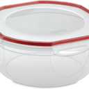 Sterilite Ultra-Seal 8.1 Qt Bowl, Large Airtight Food Storage Container, Latching Lid, Microwave and Dishwasher Safe, Clear With Red Gasket, 2-Pack