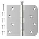Luxbaro 6 Pack Brushed Nickel Door Hinges 4 Inch, Exterior Door Hinges with Square & 5/8" Radius, Removable Pin, Perfect for Heavy-Duty Front & Back Door, Antirust & No Squeaks