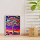 TUTUMAY21 Christmas Gift Colorful Tree on Night Sky with Stars Diamond Painting Kits, Tree of Life Full Round Diamond Art Kits, Home Wall Decor for New Year Valentine's Day 12x16 inch