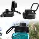 2 x 1 Pack Auto Flip Lid for 32 oz 53 mm Wide Mouth Bottles, BPA Free, Replacement Cap Accessories with Handle, Black