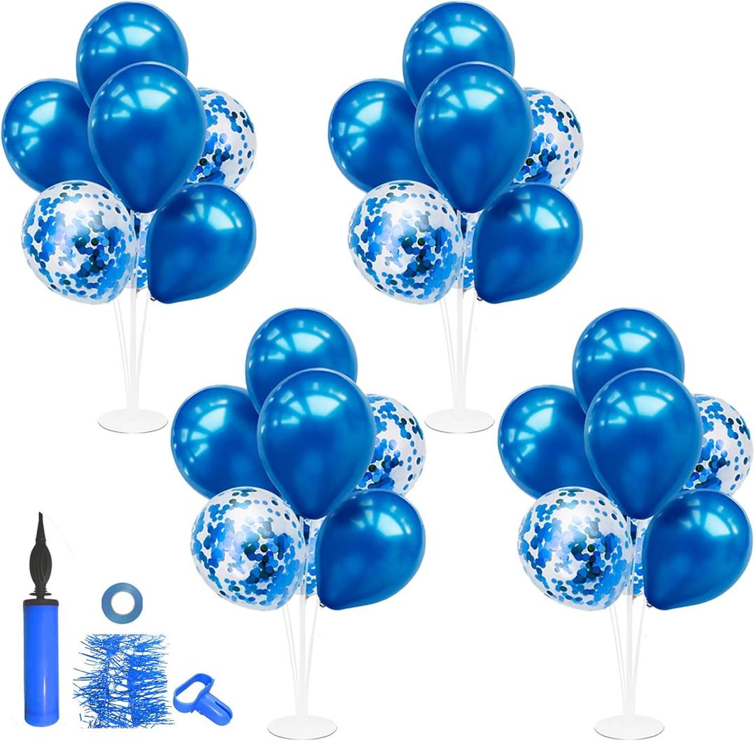 Blue Balloon Stand Centerpiece Table Decorations for Men's Birthday Father's Day Retirement Graduation Decorations Class of 2026 New Years Eve (Blue set4)