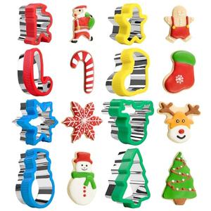 Christmas Cookie Cutters 8-Pc, Holiday Biscuit Cutters with Comfort Grip, Baking Cutter Molds, Holiday Decorative Party Supplies (Christmas-8Pcs)