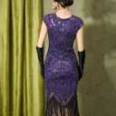 YESSA 1920s Flapper Dresses for Women Great Gatsby Dress Roaring 20s Costumes Sequin Harlem Nights Dress with 20s Accessories (Purple, S)
