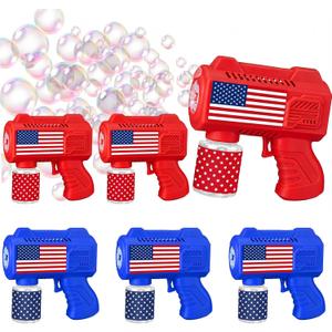 Gemscream 6 Pack 4th of July Automatic Bubble Gun for Party Patriotic Bubble Machine Blower for Outside Activity 250th Anniversary Party Supplies for Independence Day Summer Birthday Gifts Decoration