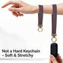 2 x Woven Stretchy Wristlet Keychain for Women Men – Elastic Wrist Lanyard for Keys with 2 Keyrings & D-Ring, Soft Hands-Free Key Holder for Car Keys, Gym, ID Badge, Phone Purple