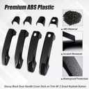 AUCERAMIC Gloosy Black Door Handle Cover Stick-on Trim W/ 2 Smart Keyhole Button Fit 2019-2025 Chevy Chevrolet Silverado GMC Sierra 1500 2500HD 3500HD Cap Protector W/ 2 Auto Sensor Holes