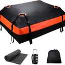 Car Rooftop Cargo Carrier Roof Bag Waterproof for All Top of Vehicle with/Without Rack Includes Topper Anti-Slip Mat + Reinforced Straps + 64Door Hooks + Luggage Lock