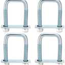 4 Pack Square U Bolt for 2.5 Inch Wide Leaf Spring, Galvanized Steel U Bolt Brackets with Plates, 4-5/8" Long x 2-5/8" Wide x 5/8" Diameter, Fit for Truck, Trailer and Boat
