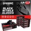 GLOVEWORKS Black Nitrile Gloves 5 Mil Disposable for Food Service Cooking, Professional Cleaning, Size Medium 10 Boxes of 100