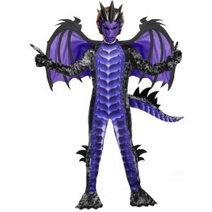 Spooktacular Creations Halloween Kid Dragon Costume, Boys Dragon Wings, Tail and Mask Set for Halloween Dress Up (X-Large(12-14 yrs), Purple)