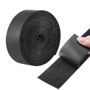 VEVOR 15 ft x 2 in Hook Loop Tape and 16.4 ft x 0.94 in Double-Side Strips, Nylon Self Adhesive Heavy Duty Strips Roll, Sticky Back Fastener Rolls for Home Office School and Crafting, Black + Red