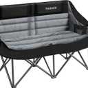 Oversized Double Camping Chair, Folding Loveseat Camping Couch with Pocket, Cup Holder and Carry Bag, Heavy Duty Portable Camping Chairs for Adults, Fishing, Sports, Trip, up to 660lbs, Black