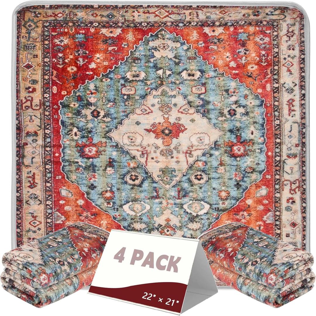 FUMMI 4 Pack Reusable Waterproof Incontinence Bed & Chair Pads, 22 x 21 Extra Heavy Absorbency, Soft Flannel Surface, Machine Washable for Dogs, Adults & Babies (Red, 22 21)