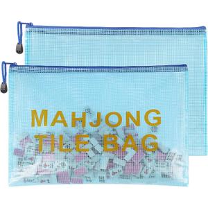 3 x 2Pack Mahjong Tile Bag, Case for American Mah jong Set, Mahjong Gifts Accessories, Card Holder Bouch, Blue (Case Only)