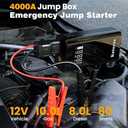 Jump Starter with Air Compressor, 4000A Portable Car Battery Jump Starter (9.0L Gas/7.0L Diesel), 150PSI Tire Inflator 12V Battery Jumper Starter Portable Jump Box with Jumper Cables, LED Light