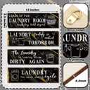 Yulejo 4 Pcs Laundry Room Wall Decor Funny Wooden Sign with Humorous Quotes Rustic Farmhouse Decoration for Laundry Room Bathroom Restroom Washroom Toilet Home