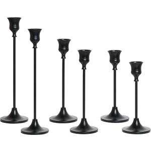 6pcs Candelabra Candle Holders, Black Taper Candle Stick Holders Set for Taper Candles, Candlesticks, Table Centerpiece, Home Decor