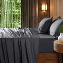 Shilucheng Extra Deep Pocket Queen Sheets, Blend Rayon Derived from Bamboo_, Cooling & Breathable Bed Sheets Fits 18"-24" Thick Mattress, Hotel Silky Bedding Set, Dark Grey