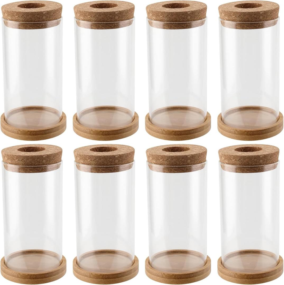 HOZEON 8 PCS Glass Planter Vase, Desktop Plant Terrarium, Tabletop Propagation Station Hydroponic Glass Planter for Office Home Table Decor