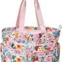 Weekender Bag Carry On Bag Overnight Tote Travel Duffle with 13 Pockets for Travel,WorkGym,Beach,Teacher,Nurse (Pink flower)