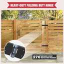 Heavy Duty Gate Hinges, 270 Adjustable Fold-Flat Hinges for Wooden Fence, Barn Door, Shed & Outdoor Gates(2, Black)