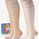 Cotton Compression Socks for Women Men - 2 Pairs 20-30mmHg Circulation Grid Arch Support Socks, Breathable