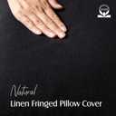 Foindtower Decorative Linen Fringe Throw Pillow Covers Cozy Boho Farmhouse Cushion Cover with Tassels Soft Accent Pillowcase for Chair Sofa Bed Living Room Home Decor, 1818 Inch, 1PC, Black