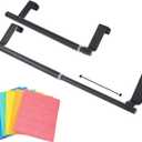 Swedish Dishcloth Holder with EVA Pad,Retractable Space Saving Swedish Dishcloth Hanger Over Cabinet Door,Hole Free,L8.8-14.4*W2.7Inch,Black,1PC