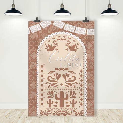 MEHOFOND 5x7ft Beige Cielito Lindo Baby Shower Backdrop Mexican Fiesta Cielito Lindo Baby Shower Party Decorations Vertical Photography Background Wedding Birthday Banner Photo Supplies
