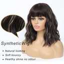 Blonde Highlight Bob Wig with Bangs for Women Dark Brown and Blonde Wigs Natural Looking Heat Resistant Synthetic Wig for Daily Party Use