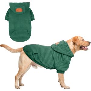 BEAUTYZOO Dog Hoodie for Dogs, Winter Fall Warm Dog Clothes for Dogs Girl Boy, Dog Sweater Shirt Hoodies with Pocket Bulldog Pitbull Cat Clothing Coat (L (Back: 20",Chest: 28", Neck: 17"), Dark Green)
