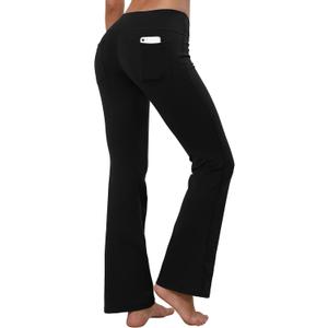 BUBBLELIME 29"/31"/33"/35" 3 Styles Women's Bootcut Yoga Pants Basic/Back Pockets High Waist Workout Tummy Control Flare (Large)