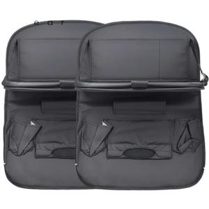 Universal Car Seat Back Organizer - Foldable PU Leather Storage Box with Table Tray & Hooks | Multi-Function Truck/SUV Interior Accessories (Black)(2pcs Black colors)