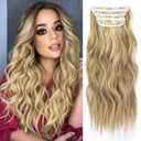Blonde Hair Extensions Long Wavy 20 Inch 4pcs Clip in Synthetic Hair Extensions for Women Double Weft Extensions (Ombre Ash Brown to Bleach Blonde, 8AH613#)