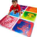 Art3d 6-Tile Sensory Room Tile Multi-Color Exercise Mat Liquid Encased Floor Playmat Kids Play Floor Tile, 19.7" Large Tile 16 Sq.Ft (Red, Blue, Purple-pink, Red-blue, Orange-red, Green-yellow)