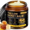 Organic Beef Tallow Honey Balm for Skin & Face, Whipped Beef Tallow Face Moisturizer with Raw Honey, Grass Fed Cow Beef Tallow Cream, All Natural Pure Body Lotion for Women & Men, Unscented 4.2 OZ