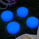 Deekin 6 Pcs Ice Hockey Puck Glow in The Dark Pucks Floor Party Pucks Bulk Street Hockey Puck for Adults Outdoor Gifts Practicing & Training (Blue)
