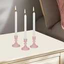 Glass Candlestick Holder Taper and Candle Holder Desktop Decoration for Wedding Dinning Party-3 pcs