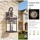 2-Pack Porch Lights Outdoor Waterproof Exterior Lighting Fixtures ORB Finish Wall Light with Water Ripple Glass Modern Outside Lights for House Garage Patio and Doorway