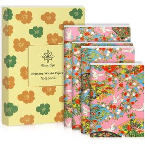 Washi Notebook Gift Set 4-Pack,60 Pages Each, Blank Paper - For Journaling, Writing,Sketching,Durable Notebooks for Daily Use-4 Different Sizes (Pink)