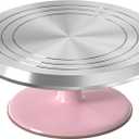 Riccle 12 Inch Pink Aluminium Alloy Revolving Cake Stand  Rotating Cake Turntable for Cake Decorating, Baking, and Cake Decorating Supplies