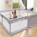 Baby Playpen 50x50 Inch, Play Pens for Babies and Toddlers Baby Fence Baby Play Yards for Indoor & Outdoor with Breathable Mesh Anti-Fall Playpen (50"X50", light grey)