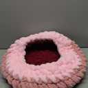 Handwoven Soft Cat Cave Bed, Indoor Cat Beds with Washable Round Nest, Kitten House & Cat Furniture, Cloud Pink