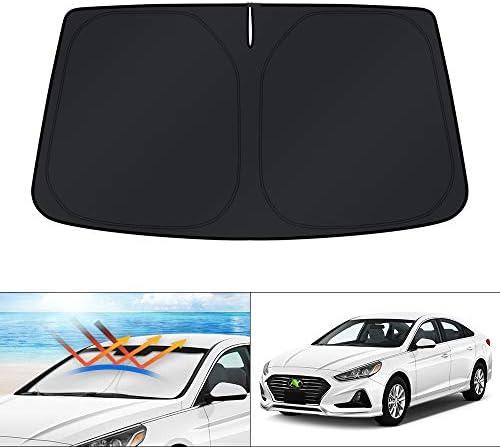 KUST Custom Fit Windshield Sun Shade for 2015 2016 2017 2018 2019 Hyundai Sonata Sedan Sunshade Foldable Sun Visor Protector Blocks UV Rays Keep Your Car Cooler, Black