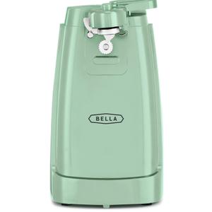 bella Electric Can Opener and Knife Sharpener, Removable Cutting Lever, Cord Storage, Stainless Steel Blade, Sage