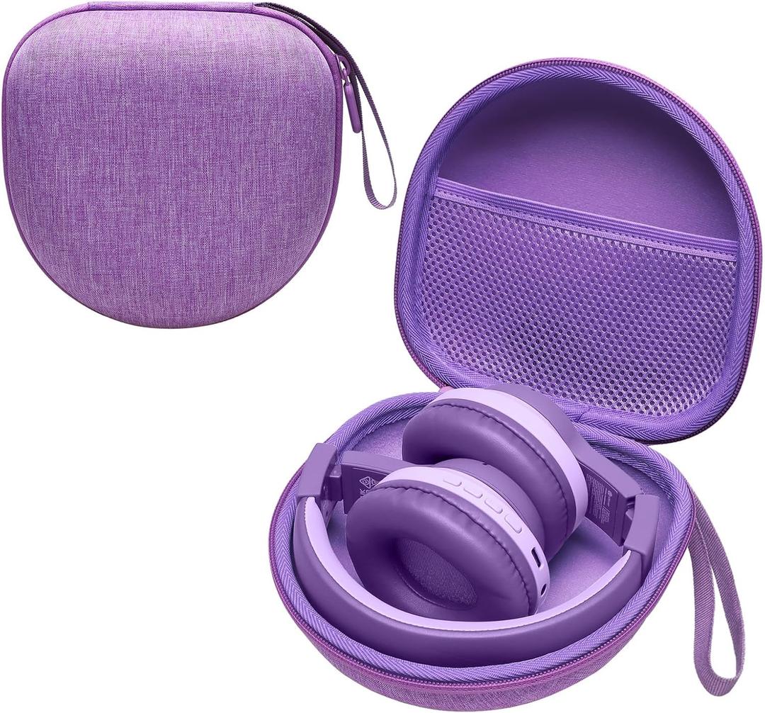 Kids Headphones Case Compatible with iClever BTH12 / HS19 / BTH26 / JoySpark-T5 / Candy Bila BH03 / EarFun/IMYB/MIDOLA MD-B01 / noot Products Foldable Kids Headphones, Purple (Case Only)