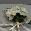 Wedding Bouquets for Bride Bridesmaid 8.5 Inch Ivory White Artificial Roses Flowers Bridal Bouquets for Bride Wedding Marriage Proposal Party Church Decoration
