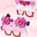 Sratte 2 Pieces Pink Heart Eyeglasses Love Plastic Glasses Photo Props Glitter Red Heart Sunglasses for Birthday Cosplay Party Favors Funny Eyewear Costume Accessory